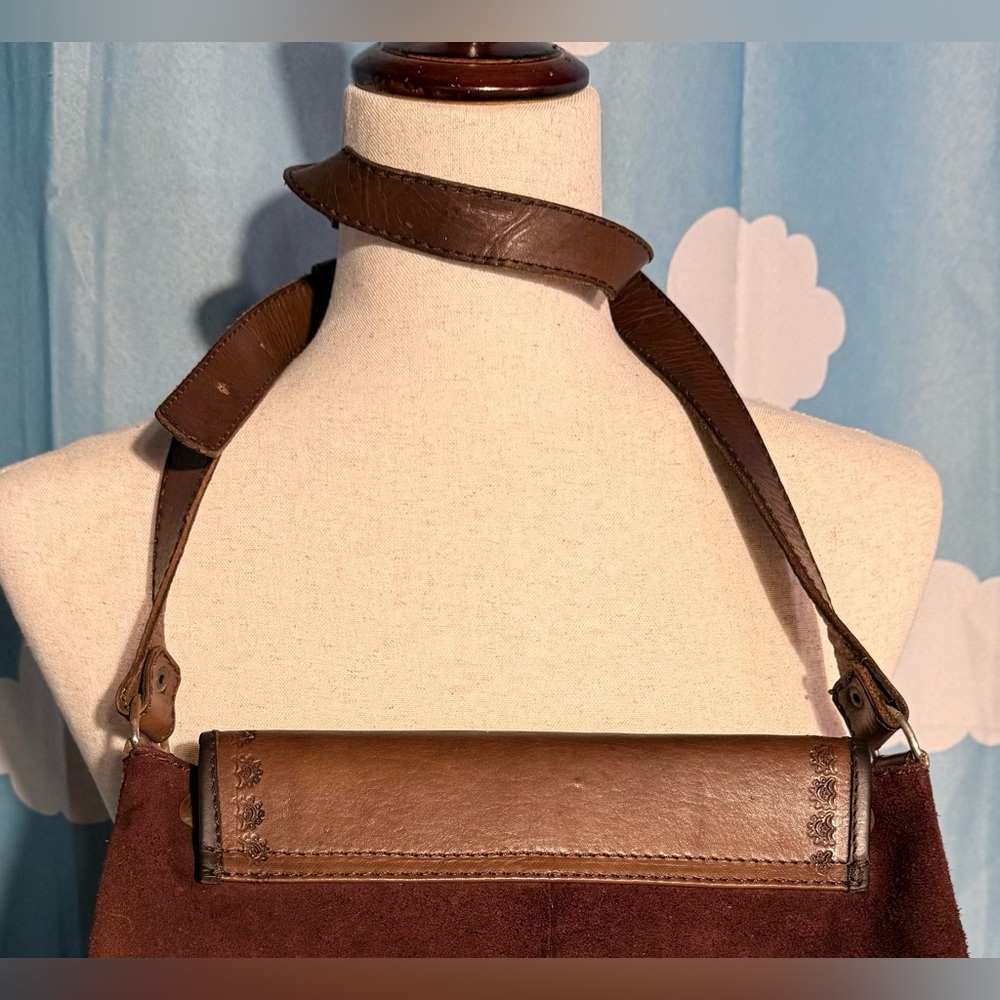 Vintage Brown Suede & Multicolor Boho Crossbody Bag - Picture 6 of 8